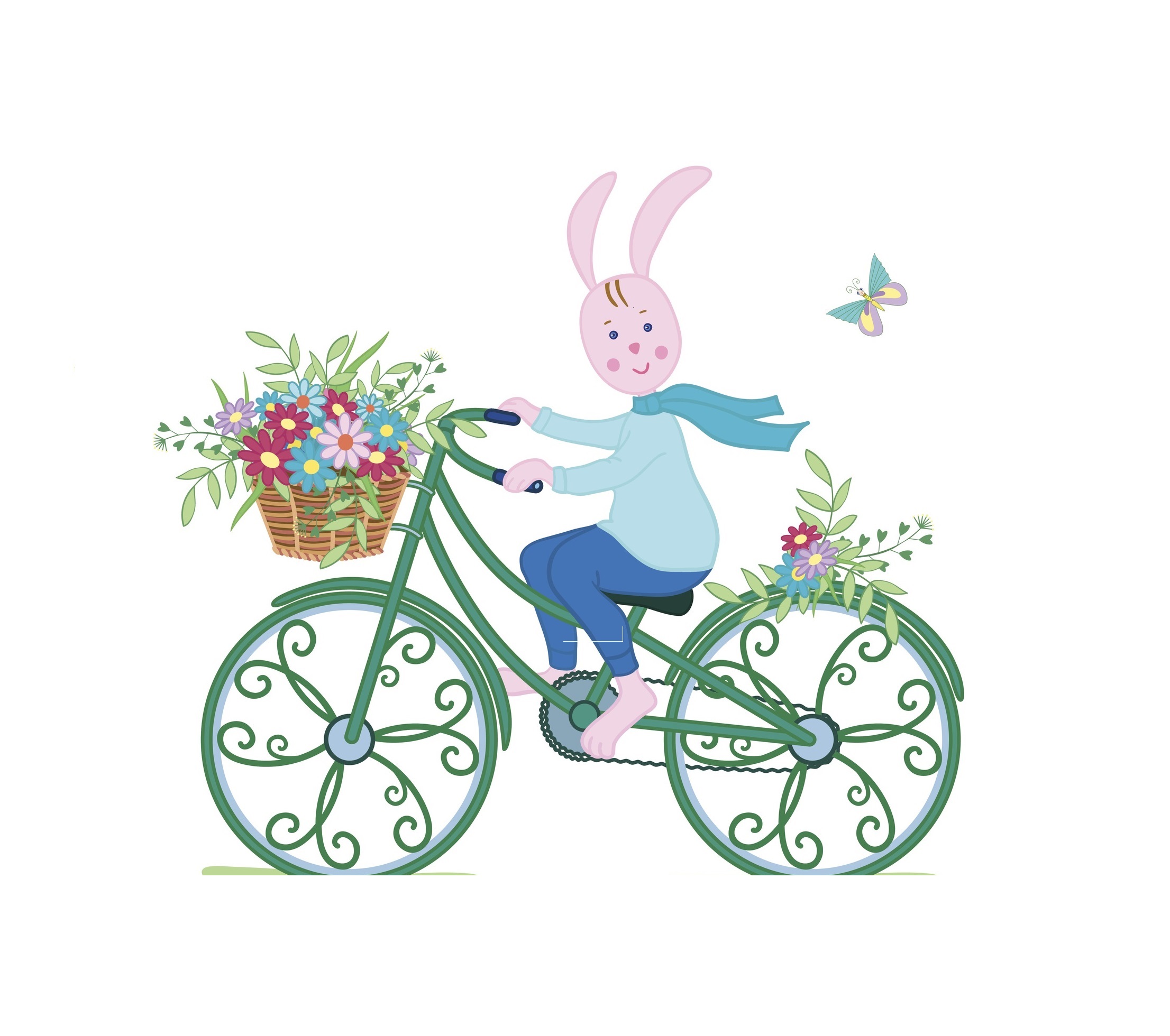 Bunny on Bicycle with flowers1-01