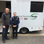 PCSO Sam Giles with a a parish Councillor at Covingham
