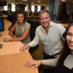 Tiffany Nicholson (Left) and Katie Vizard (Right) with Carpeo Founder & Director David Williams Centre