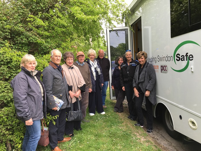 PCSO Juliet Evans and some residents at Inglesham