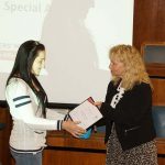 Amber Tonge, 24 (left) receives her certificate from Cherry Jones, Director Public Health, on being appointed Young Ambassador for Leadership.