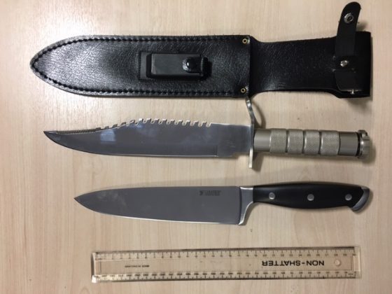 Knives found on suspect