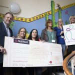 Dominic Threlfall of Pebley Beach with Ann Giles, Melanie Dix, Jo Vertannes, Tina Richards and Fiona Prinzi of Swindon Carers Centre