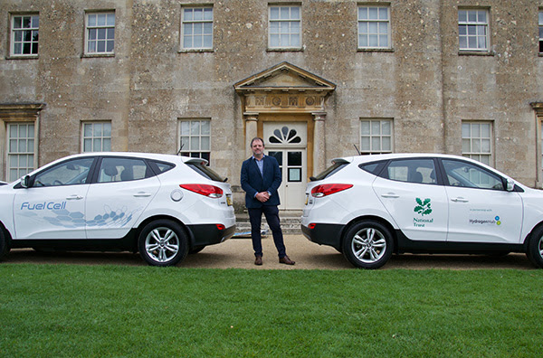 Dominic Threlfall of Pebley Beach with two hydrogen-powered Hyundai ix35s