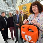 A new defibrillator is now available in the Brunel Centre, Swindon. From left at the handover were customer services manager, Rob Faulkner; Colin Jarvis; general manager, Kevin Gwilliam; Alan Mitchell, Swindon Lions Club; marketing manager, Jane Stewart. Photo: Professional Images/@ProfImages