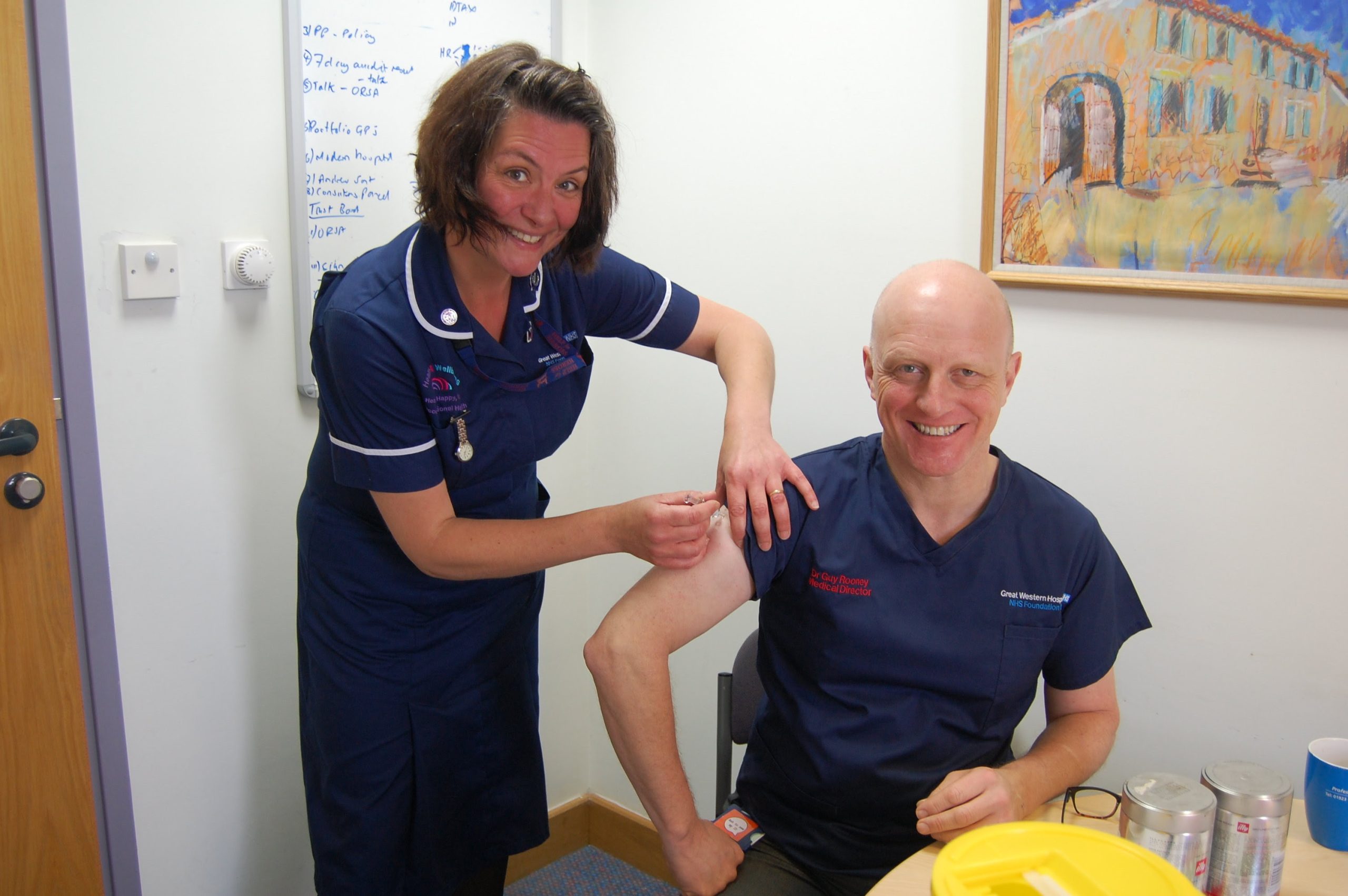 NHS Staff at GWH take flu jabs
