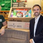 Cher Smith, Manager of Swindon Foodbank, with GWP Packaging Marketing Manager Matt Dobson