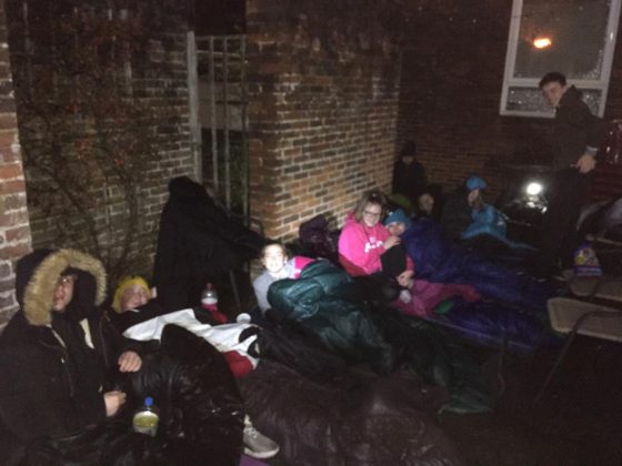 Cadets sleeping out in the rain