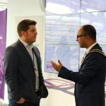 Mayor of Swindon Junab Ali at the launch event talking about the benefits full fibre brings to Swindon