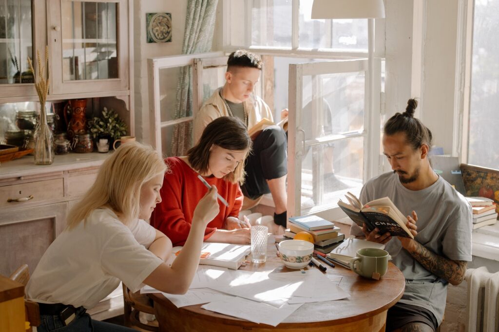 students studying at university