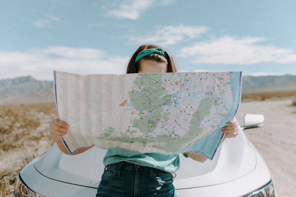 traveller reading a map