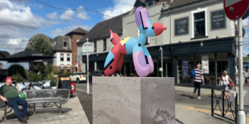 Old Town art sculpture on a plinth in Old Town Swindon