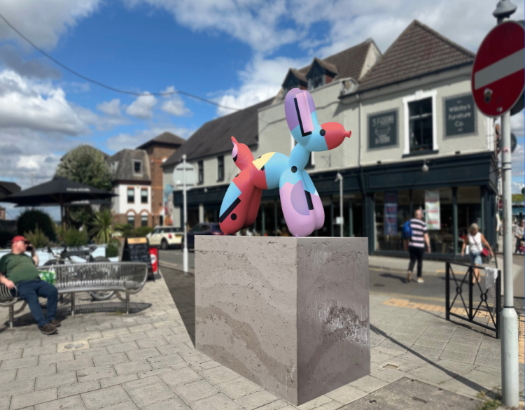 Old Town art sculpture on a plinth in Old Town Swindon