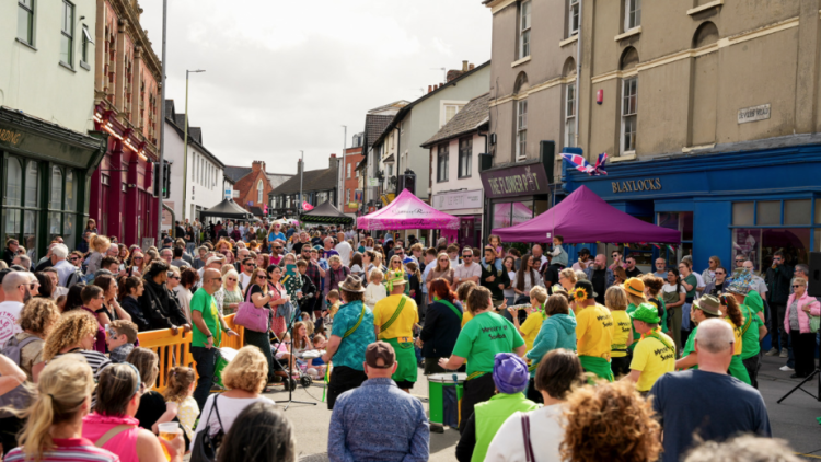 Crowd at the Street Foods Festival in Old Town Swindon