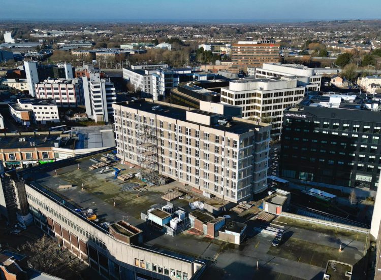Falcon House scaffolding removed as Swindon revamp takes shape