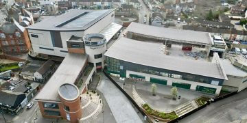 Drone captures demolition at Regent Circus in town centre