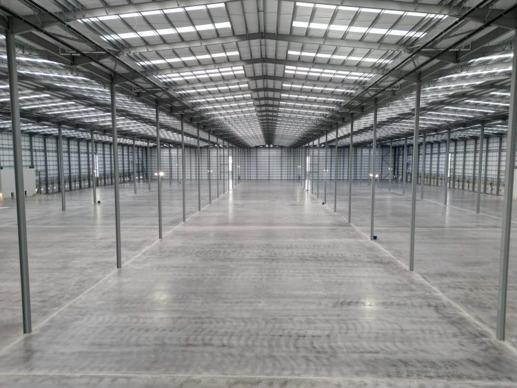Inside the first completed building at Honda site