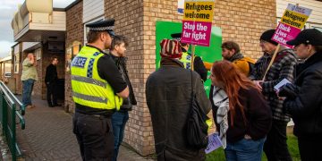 Restore Britain holds first Swindon meeting amid protest