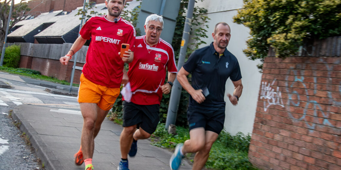 Comedian Ivo Graham runs to County Ground just before his own show starts