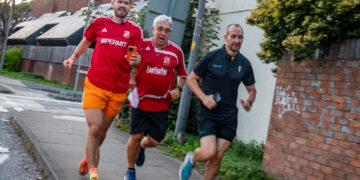 Comedian Ivo Graham runs to County Ground just before his own show starts